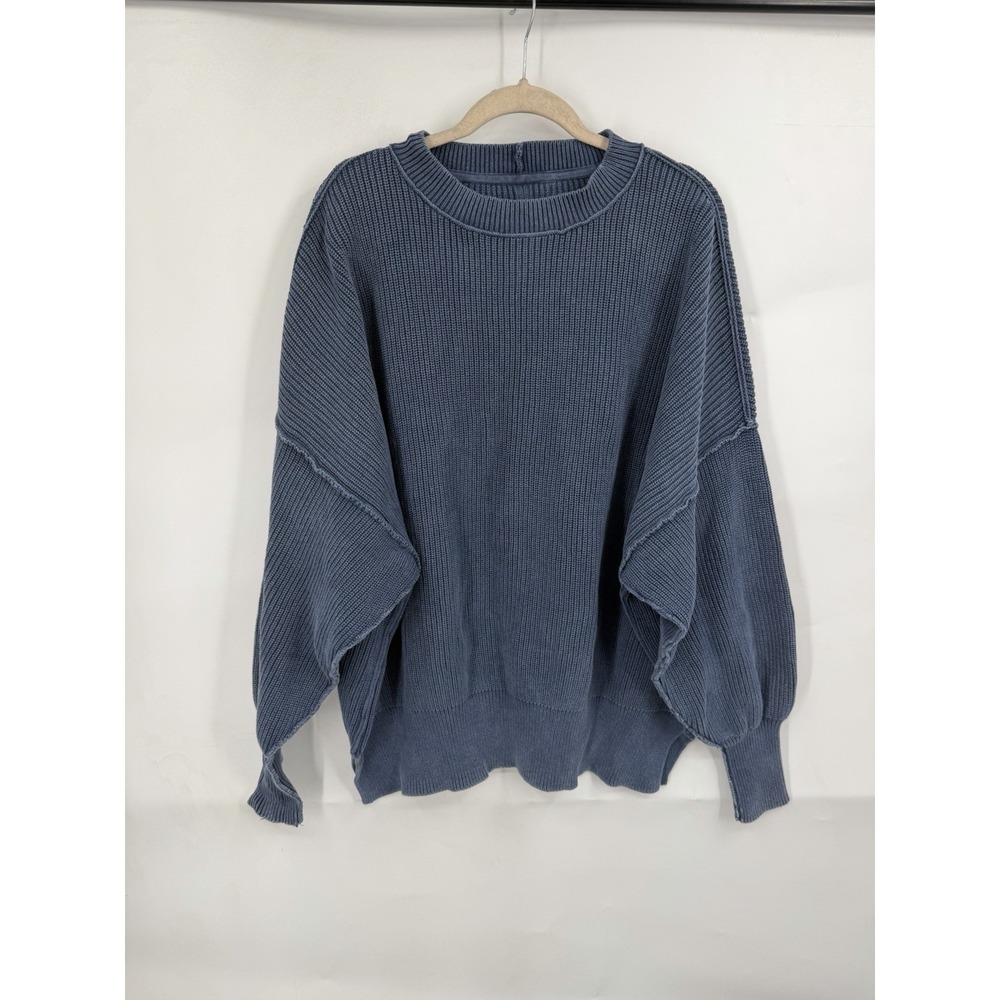 aerie Blue Ribbed Crew Sweater